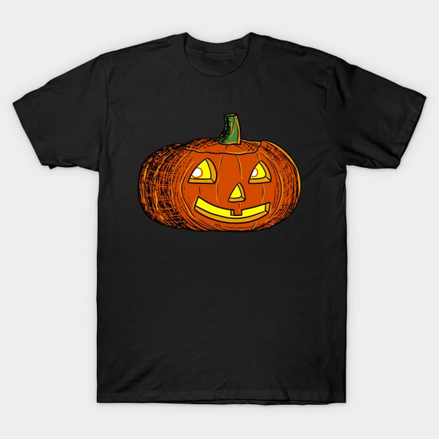 Halloween Jack O' Lantern with Dark Shadow T-Shirt by saradaboru